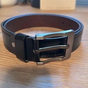 North Woods Black leather belt gunmetal buckle classic minimalist Simple Work
